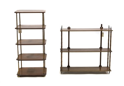 Lot 611 - A brass and mahogany five tier stand