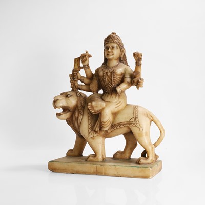 Lot 142 - An alabaster carved figure of Durga