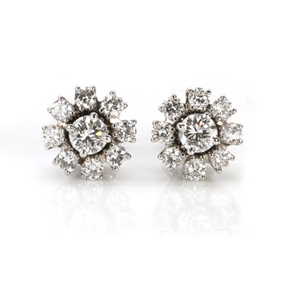 Lot 169 - A pair of 14ct white gold diamond stud earrings