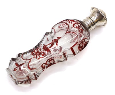 Lot 53 - A Bohemian cut glass and ruby scent bottle