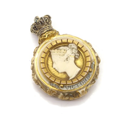 Lot 64 - A Royal Worcester Queen Victoria commemorative scent bottle