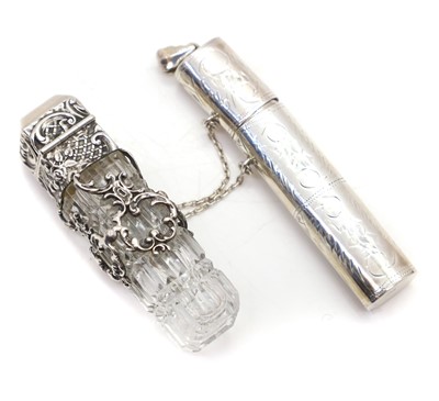 Lot 61 - A silver-mounted scent bottle