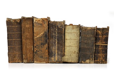 Lot 384 - Seven Bibles, including: 1- The Holy Bible,...