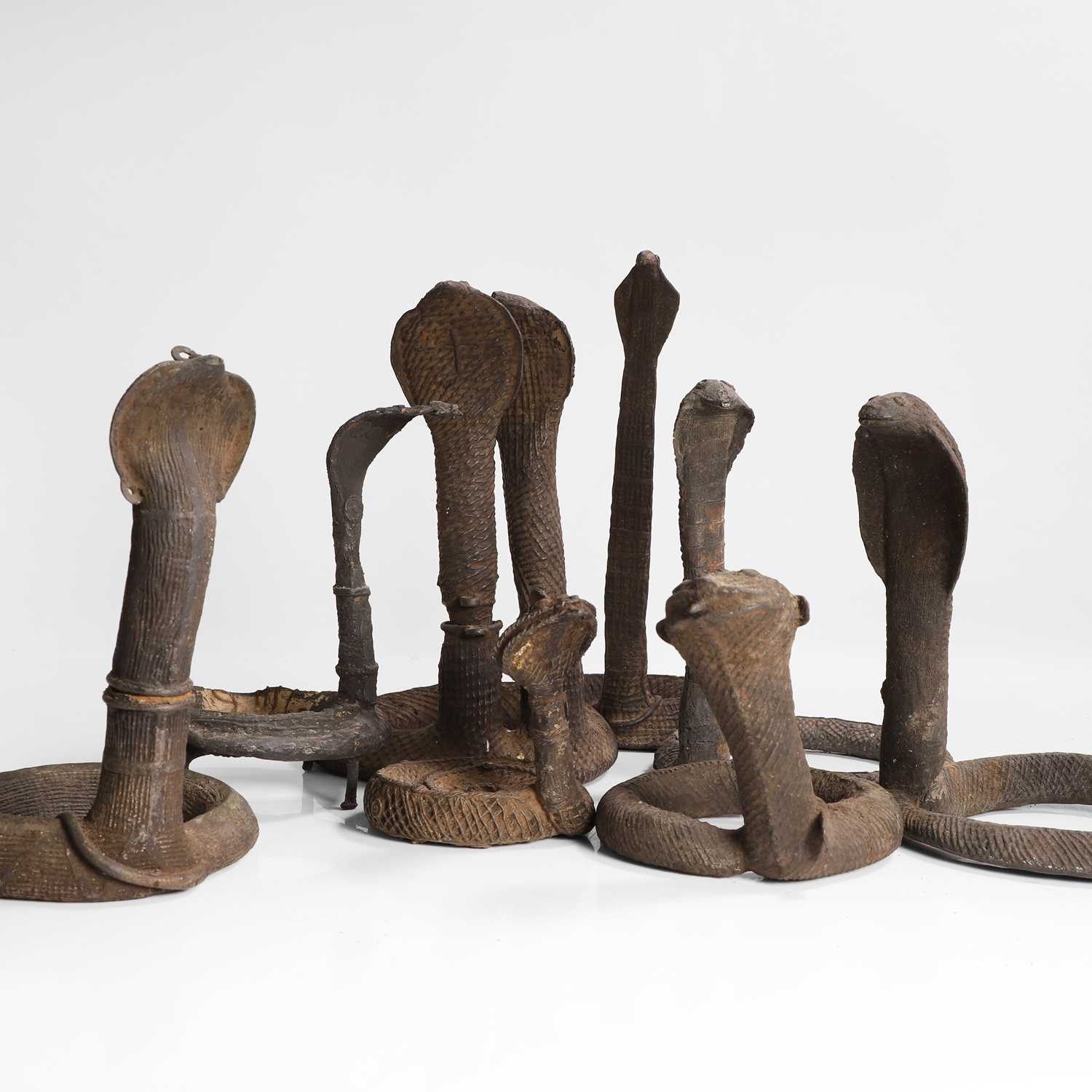 Lot 18 - A group of cast-bronze models of cobras