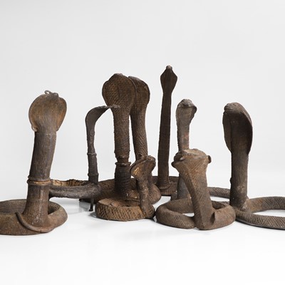 Lot 18 - A group of cast-bronze models of cobras