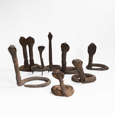 Lot 18 - A group of cast-bronze models of cobras