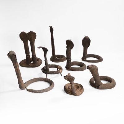 Lot 18 - A group of cast-bronze models of cobras