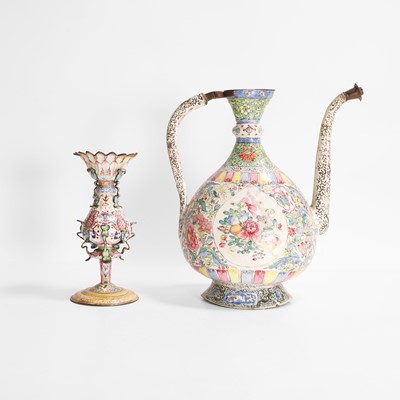Lot 554 - A Chinese export painted enamel ewer