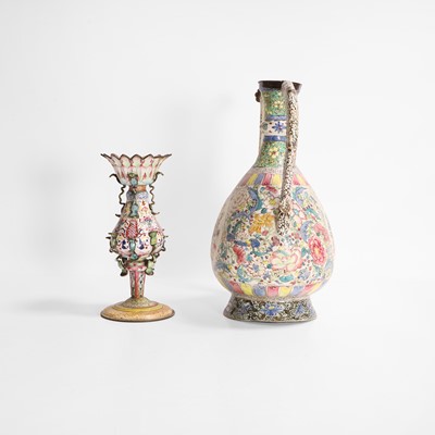 Lot 554 - A Chinese export painted enamel ewer