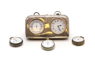 Lot 18 - A silver mounted easel back clock and barometer case