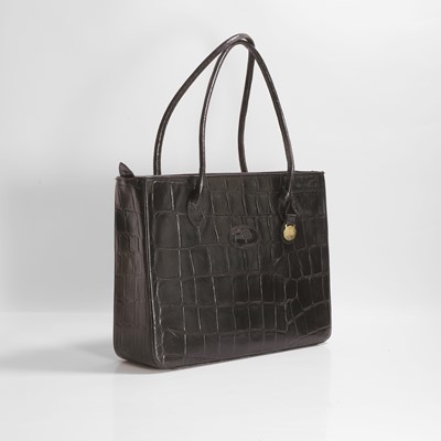 Lot 470 - A Mulberry black leather crocodile embossed office bag