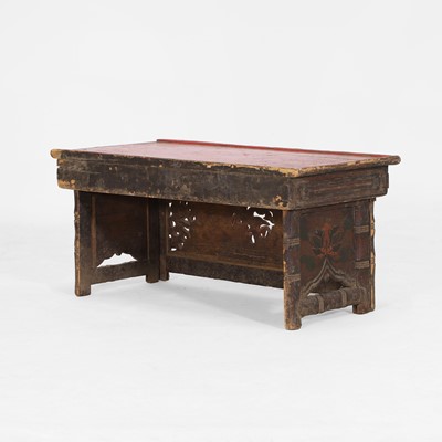 Lot 219 - A painted and lacquered wooden folding altar