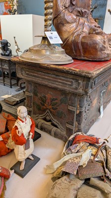 Lot 219 - A painted and lacquered wooden folding altar