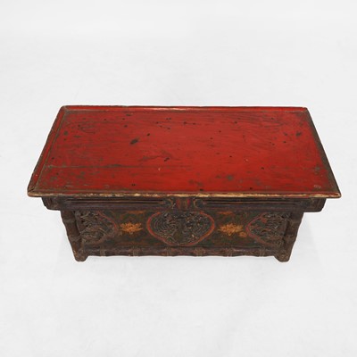 Lot 219 - A painted and lacquered wooden folding altar