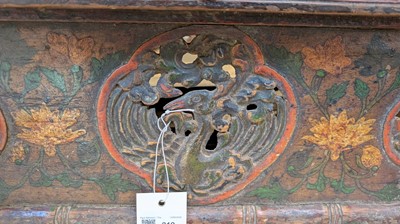 Lot 219 - A painted and lacquered wooden folding altar
