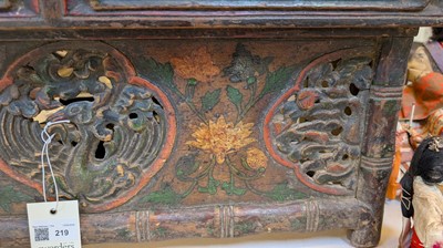 Lot 219 - A painted and lacquered wooden folding altar