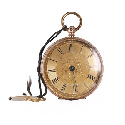 Lot 409 - A gold key wind open faced pocket watch