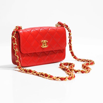 Lot 488 - A Chanel red leather mini flap shoulder bag