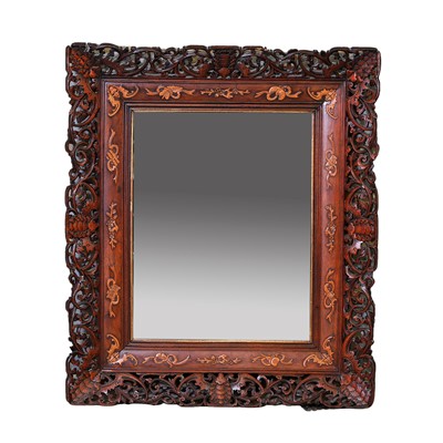 Lot 432 - A Chinese pierced and carved wall mirror