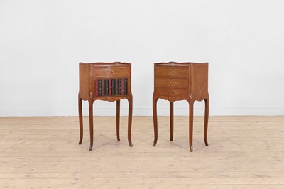 Lot 432 - A pair of Louis XV-style kingwood and marquetry night tables