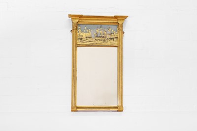 Lot 410 - A Regency-style giltwood and verre églomisé pier mirror
