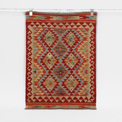 Lot 591 - A small flat-weave kilim rug