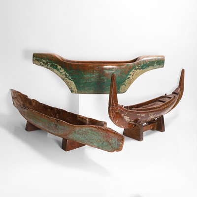 Lot 204 - A group of carved wood boats