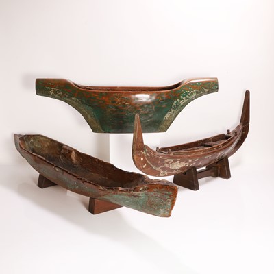 Lot 204 - A group of carved wood boats