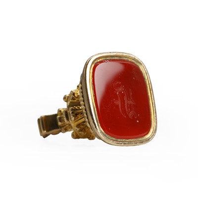 Lot 383 - A carnelian intaglio fob seal