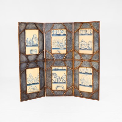 Lot 184 - A three-fold fire screen