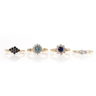 Lot 240 - A group of four 9ct gold gemstone set rings