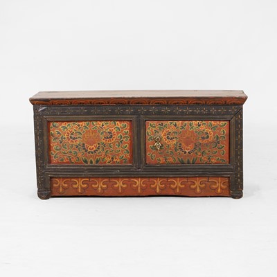 Lot 234 - A pine and painted altar cupboard