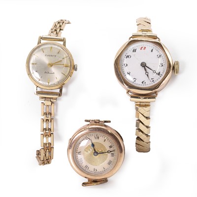 Lot 440 - Two 9ct gold mechanical watches and a 9ct gold mechanical watch head