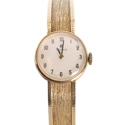 Lot 346 - A ladies' 9ct gold Tissot mechanical bracelet watch