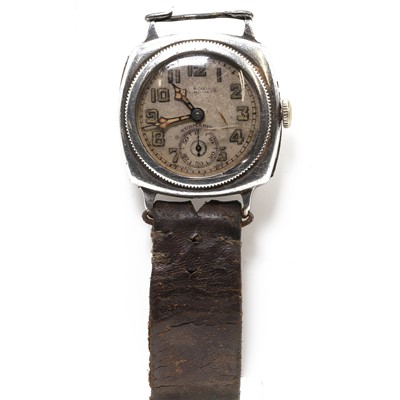 Lot 411 - A silver manual wind Submarine mechanical strap watch, c.1932