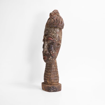 Lot 171 - A carved wooden polychrome-painted post finial
