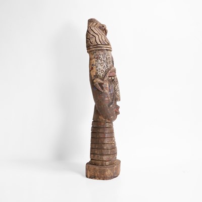 Lot 171 - A carved wooden polychrome-painted post finial