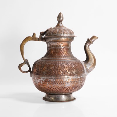 Lot 207 - A bronzed-metal teapot