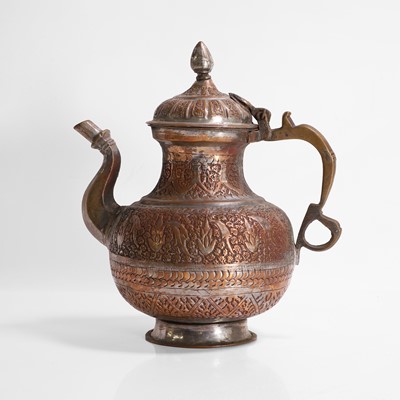 Lot 207 - A bronzed-metal teapot