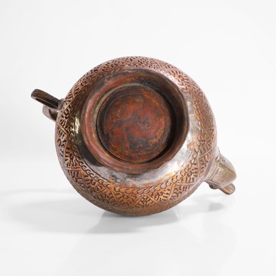 Lot 207 - A bronzed-metal teapot