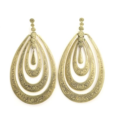 Lot 301 - A pair of gold drop earrings