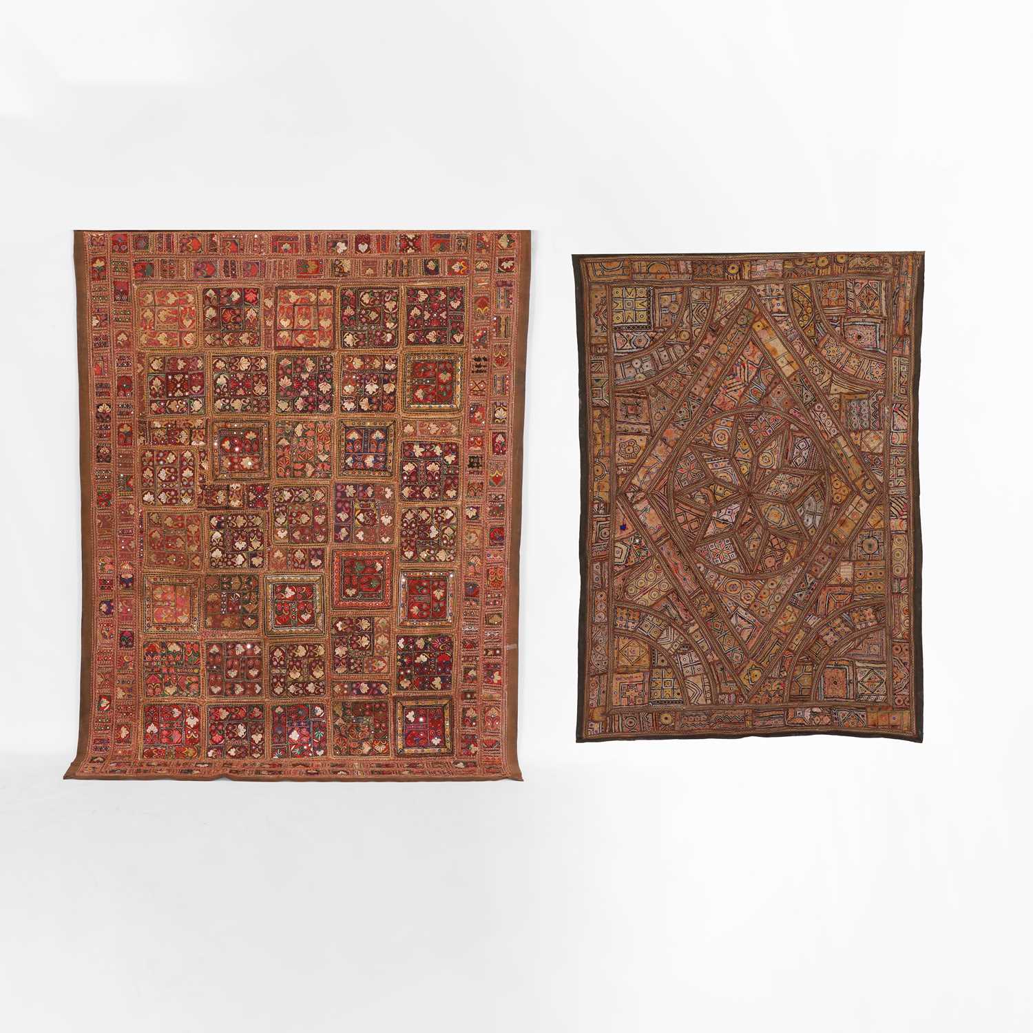 Lot 146 - A large patchwork and embroidered wall hanging