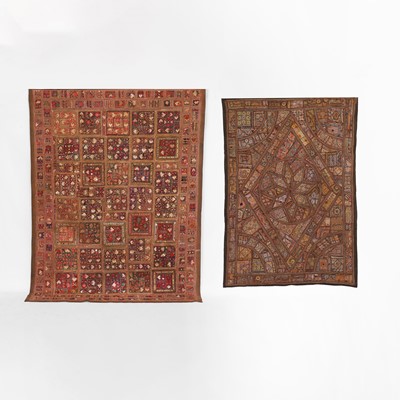 Lot 146 - A large patchwork and embroidered wall hanging