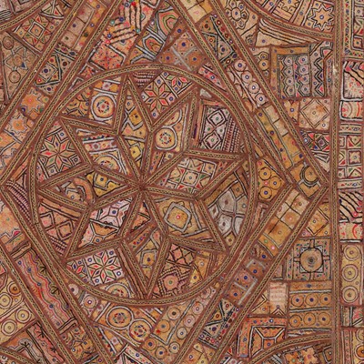 Lot 146 - A large patchwork and embroidered wall hanging