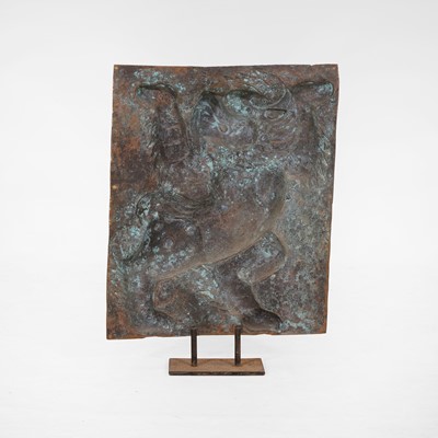 Lot 166 - A gilt-copper panel of a lion