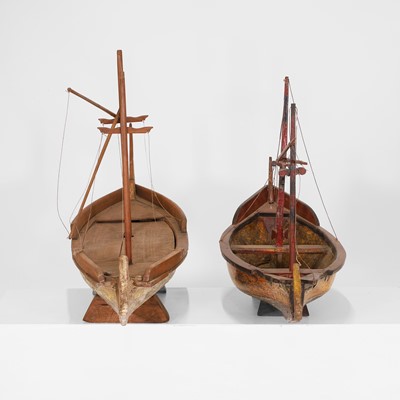 Lot 205 - Two painted hardwood models of boats