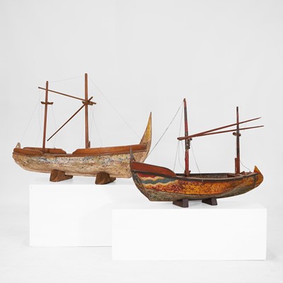 Lot 205 - Two painted hardwood models of boats