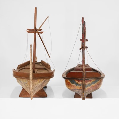 Lot 205 - Two painted hardwood models of boats
