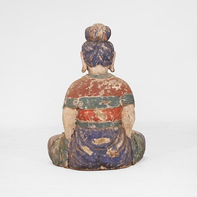 Lot 218 - A carved wood and painted Buddha