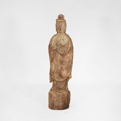 Lot 213 - A carved wooden figure of Guanyin